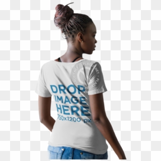 Back Of A Woman With Dreadlocks Wearing A T-shirt Mockup - Girl Clipart
