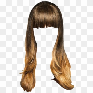 Casual Long Straight Hairstyle With Blunt Cut Bangs - Lace Wig Clipart