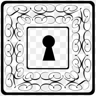 Keyhole In Squares With Thin Delicate Floral Designs - Keyhole Clipart