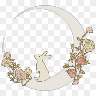 Rabbit On Half Moon With Roses Tattoo Design Clipart