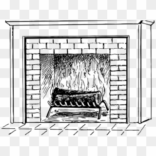 Fireplace Clipart Black And White - Black And White Fireplace Clip Art Free - Png Download