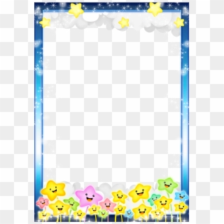 Blue Kids Transparent Png Photo Frame With Stars - Good Night Smiley Face Clipart