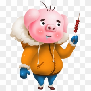 Hand Painted Pig Year Winter Commercial Png And Psd - Cartoon Clipart