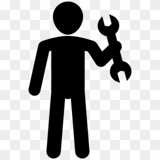 Vector Black And White Library Male Holding Png Icon - Stick Man With Wrench Png Clipart
