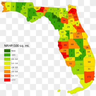 National Historical Register By Florida County Where - Population Map Of Florida 2016 Clipart