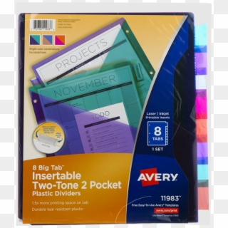 Avery Two Tone Big Tab Plastic Double Pocket Insertable - Binder Dividers With Pockets Clipart