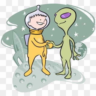 Vector Illustration Of Extraterrestrial Space Alien - Astronaut Cartoon Clipart