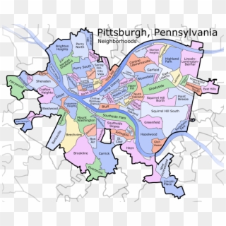 Pittsburgh Pennsylvania Neighborhoods Fade - Pittsburgh Neighborhood Map Clipart
