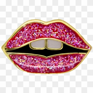 Mini Lips Pin, Pink Glitter - Ring Clipart
