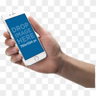 Angled White Iphone 6 In Hand Over A Png Background - Iphone In Hand Png Clipart