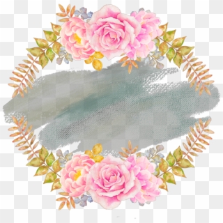 Ftestickers Watercolor Wreath Floral Pink - Beautiful Hand Paint Watercolor Frame Clipart