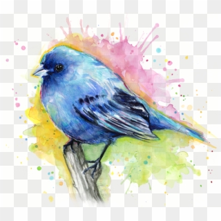 Clipart Freeuse Stock Indigo Bunting Blue Bird Watercolor - Olga Shvartsur Birds - Png Download