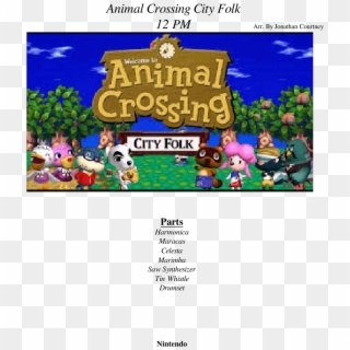 Animal Crossing City Folk 12 Pm Sheet Music For Harmonica, - Animal Crossing City Folk Clipart