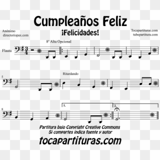 Partitura De Cumpleaños Feliz Para Trombón, Tuba Elicón - Chimparoo Clipart