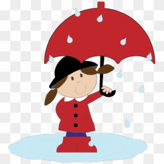 Medium Image - Cartoon Girl Holding An Umbrella Clipart