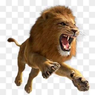 Computer Simulator Escape Hunter Leaping Tiger Lion - Lion Png Clipart