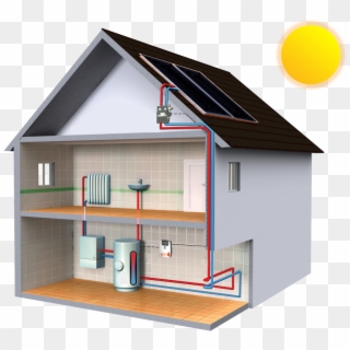 How Solar Thermal Works - Solar Water Heat System Clipart
