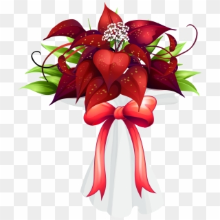 Red Flowers Bouquet Png Clipart Image - Christmas Flower Bouquet Clipart Transparent Png