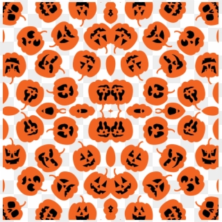 Cute And Funny Halloween Pumpkin Pattern On White Fabric Clipart