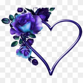 Purple Flower Clipart Purple Heart - Flowers Rose Blue Love - Png Download