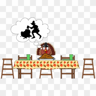 Turkey, Scared Turkeyhappy Thanksgiving - Cartoon Thanksgiving Table Png Clipart