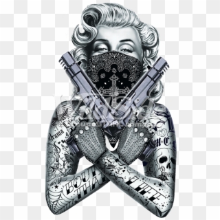 2 Gun Tattooed Marilyn - Marilyn Monroe Gangster Looks Clipart