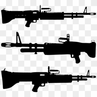 Assault Rifle Automatic Weapon Vector Silhouette - Weapons Png Transparent Silhouette Clipart