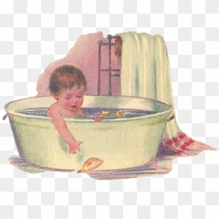 Vintage Clipart Bathtub - He's Taking A Bath - Png Download