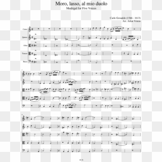 Moro, Lasso, Al Mio Duolo Sheet Music Composed By Carlo - Moro Lasso Al Mio Duolo Score Clipart