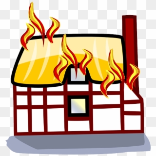 House Fire Clipart - Cartoon House On Fire - Png Download