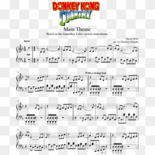 Donkey Kong Country Gbc Main Theme - Donkey Kong Country Theme Piano Sheet Music Clipart