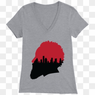 Harden Silhouette With Houston Skyline Women's V- - Shirt Clipart