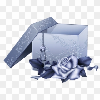 Free Png Download Large Blue Gift Box With Blue Rose - صور علبة هديه Png Clipart