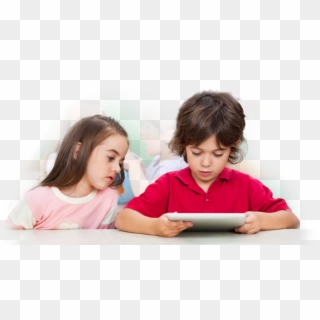 Children Doing School Work On A Tablet - Toddler Clipart