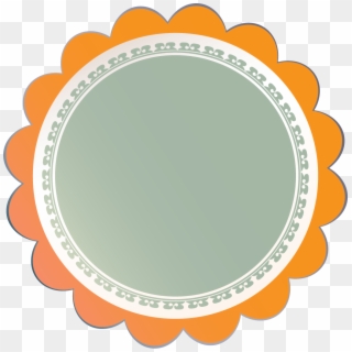 Orange Flower Outline Badge With Gray Round - Cd Design Clipart