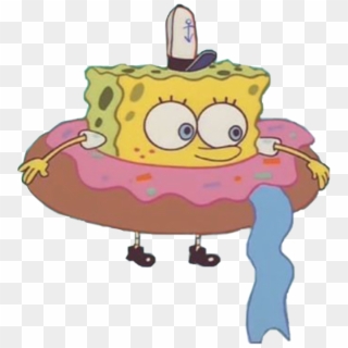Spongebob Asthetic Tumblr Donuts Doughnut Flying Cute - Spongebob In Donut Png Clipart