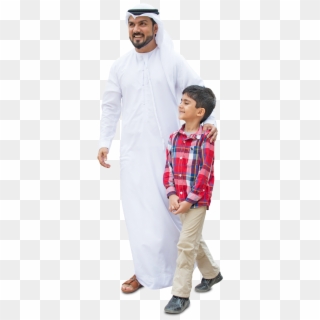 Arab Dad And Son, Walking In Traditional Fashion - Islamic Arab People Png Clipart