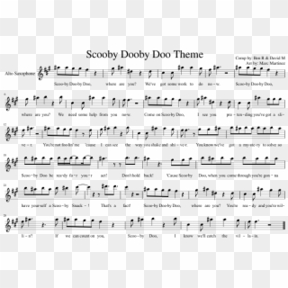 Scooby Dooby Doo Theme Sheet Music Composed By Comp - Sheet Music Clipart