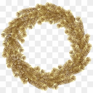 Christmas Wreath Gold Png Clip Art - Transparent Christmas Wreath Gold