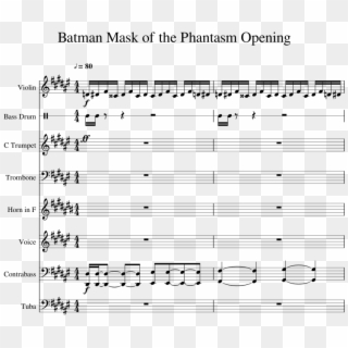 Batman Mask Of The Phantasm Opening Sheet Music For - Sheet Music Clipart