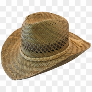 Straw Hat With Woven Band - Wicker Clipart