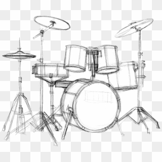 How To Draw A Drum Set, Drums Step 4 - Drums Drawing Clipart