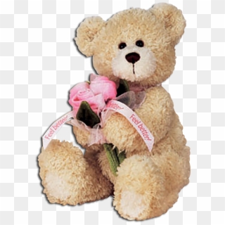 Gund Feel Better Teddy Bear With Pink Roses Clipart