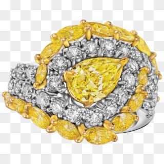 Fancy Yellow Pear Shaped Diamond Ring - Diamond Clipart