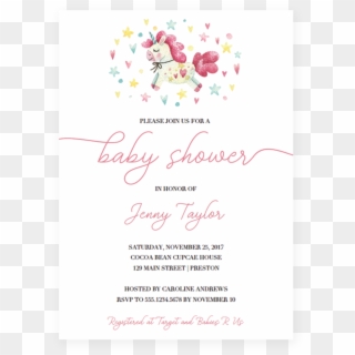 Unicorn Baby Shower Invitation Template Girl Invite - Wedding Invitation Clipart