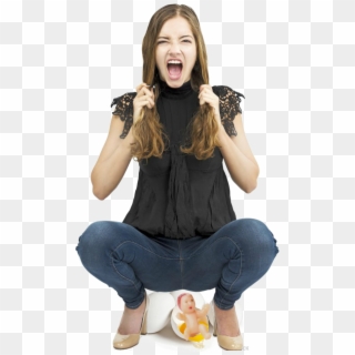 Squatting In Tight Jeans , Png Download Clipart