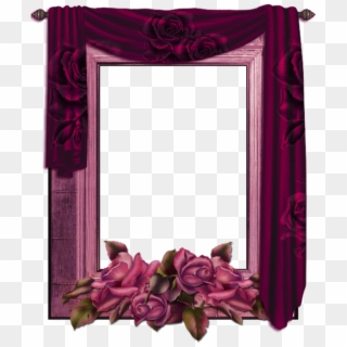 Purple Rose Clipart Frame - Frame With Curtain Png Transparent Png