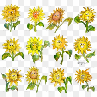 Clip Art Cartoon Flower Wallpaper - Cartoon Images Of Sunflowers - Png Download