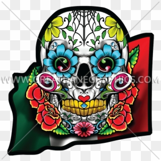 Tirecoverpro Full Color Sugar Skull With Roses - Skull Cinco De Mayo Clipart