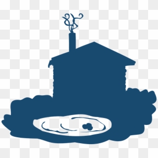 Blockhouse, House, Pond, Sauna, Silhouette, Blue - 池 シルエット Clipart